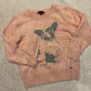 Black Rivet Pale Pink Sweater with Dog Design